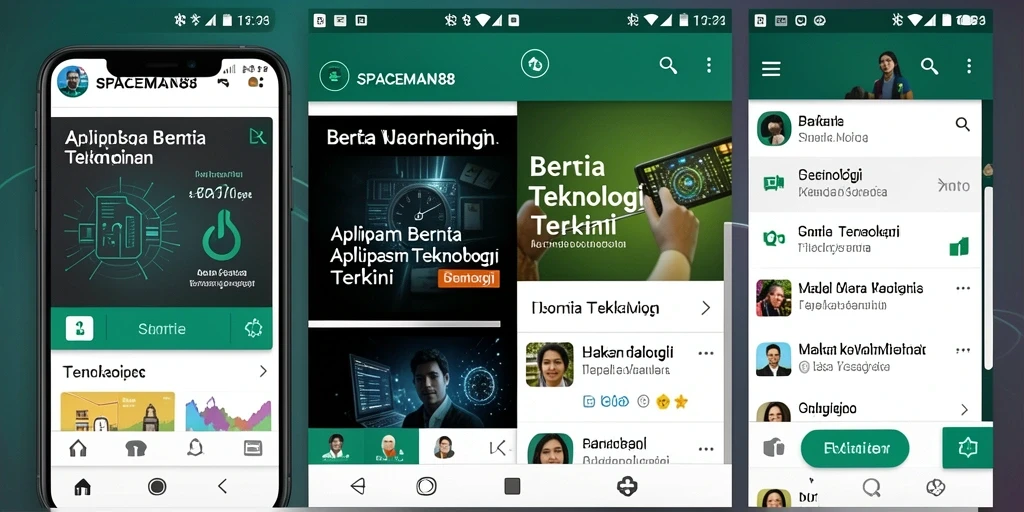 Antarmuka aplikasi SPACEMAN88 menampilkan berita teknologi terkini.
