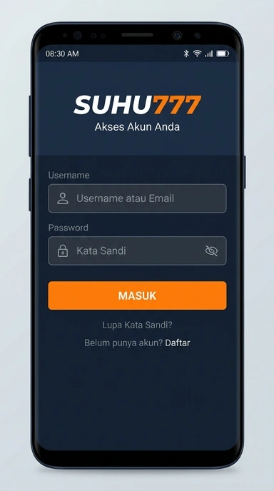 Tampilan halaman login suhu777